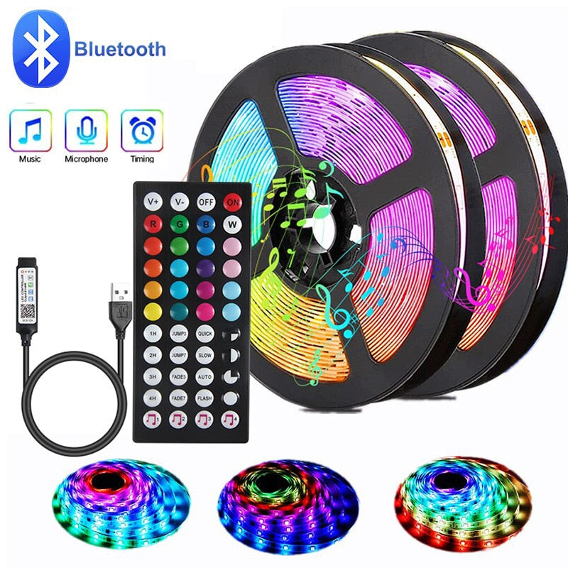 LED Strip Light for Room Christmas Decoration RGB 5050 Remote Control Music Bluetooth APP TV backlight Neon Party luces led