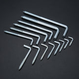 2/5/10/20pcs Square Bend Hook L Cup Hanger Screw-in Wall Picture Photo Frame Lamp Light Eyescrew 20-100mm 14-Sizes Zinc-Plated