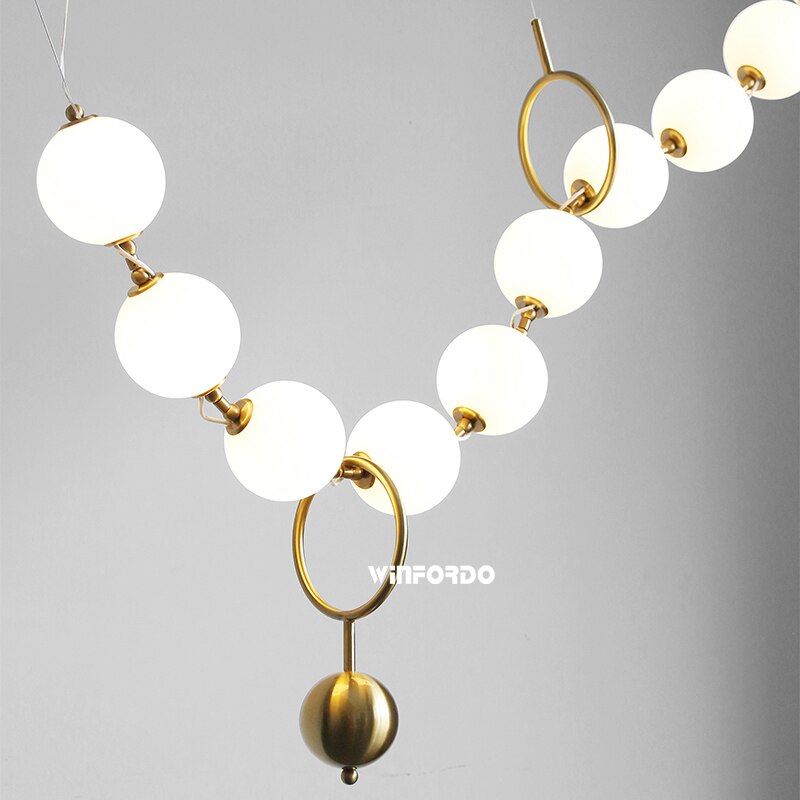 Moderne Witte Glazen Bol Hanglamp Voor Restaurant Hal Creatieve Ketting Ontwerp Decro Verlichtingsarmaturen Met 8 Lampen
