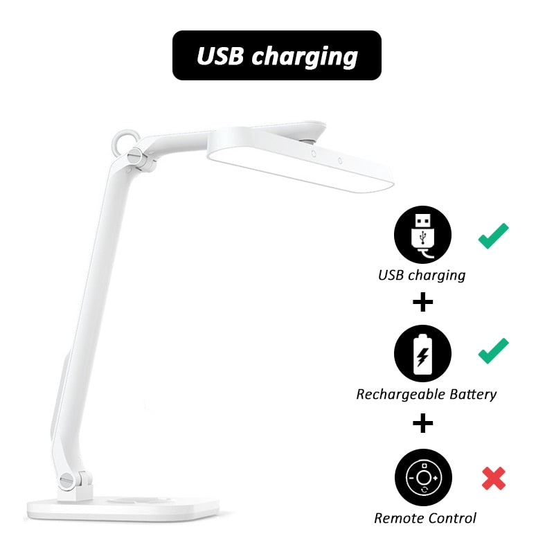 Remote Control Adjustable LED Desk Lamp Eye-Caring Office Light Rechargeable Touch Control Stepless Dimming Reading Table Lights