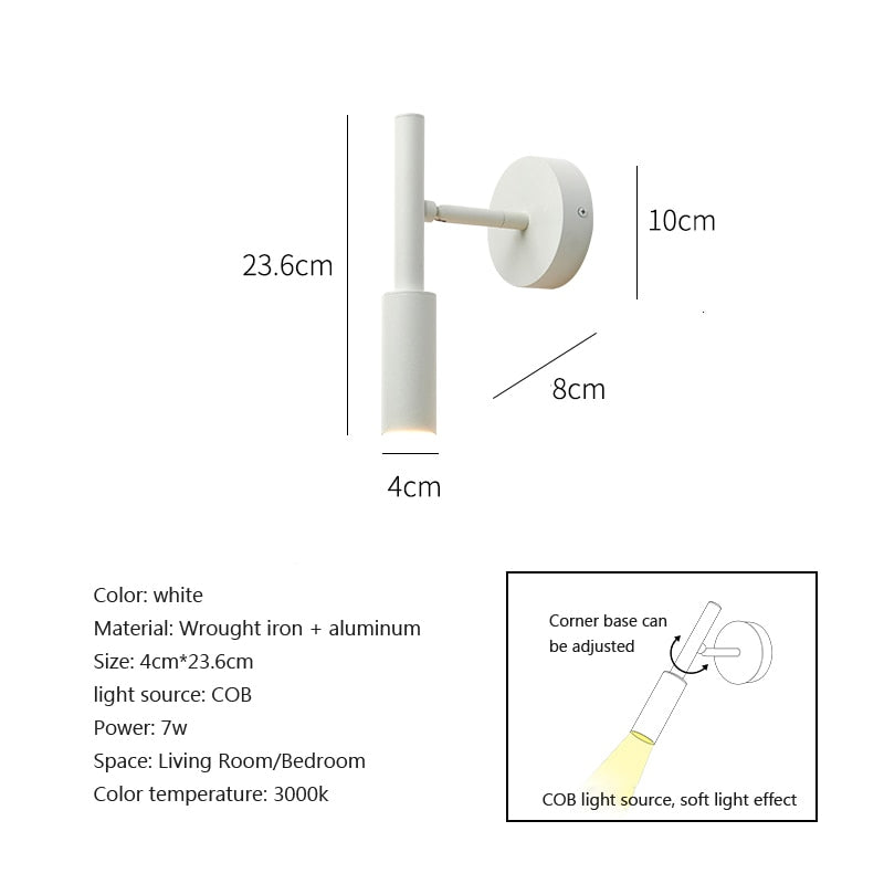 Minimalist LED Wall Lamp Reading Light For Bedroom Hotel Night Book Lamp Adjustable Rotaion Wall Light 5W Led  Spotlight