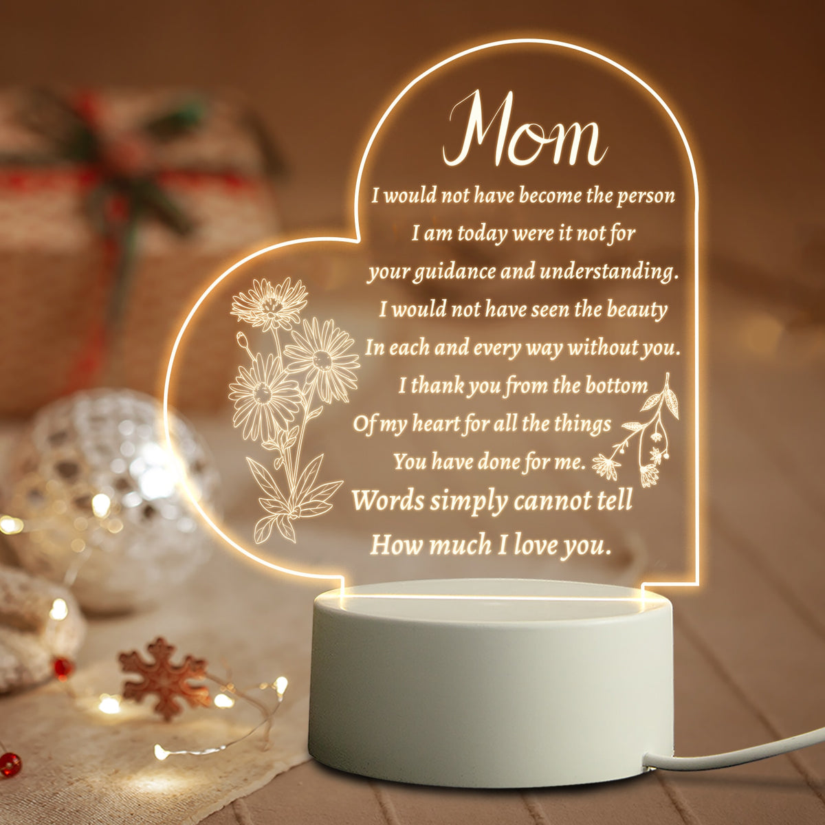 Mom Birthday and Mother Day Novelty Present Bedroom Night Light Decoration Lamp Thanksgiving Gift for Mommy