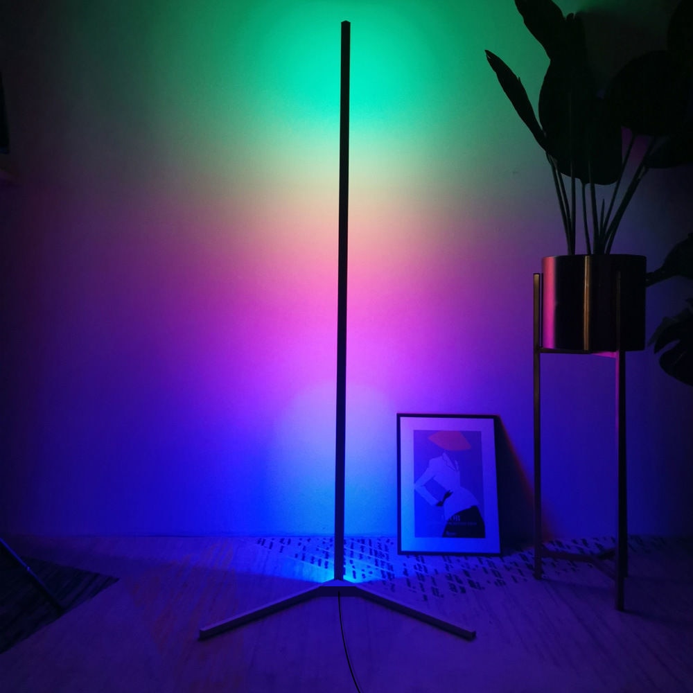 Modern Simple RGB LED Corner Floor Lamp Colorful Atmosphere Lights Indoor Standing Lamps for Bedroom Living Room Home Adornment