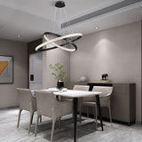 Modern 2 LED Circular Rings Crystal Pendent Light 3000K Single Color for Living Room