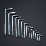 2/5/10/20pcs Square Bend Hook L Cup Hanger Screw-in Wall Picture Photo Frame Lamp Light Eyescrew 20-100mm 14-Sizes Zinc-Plated