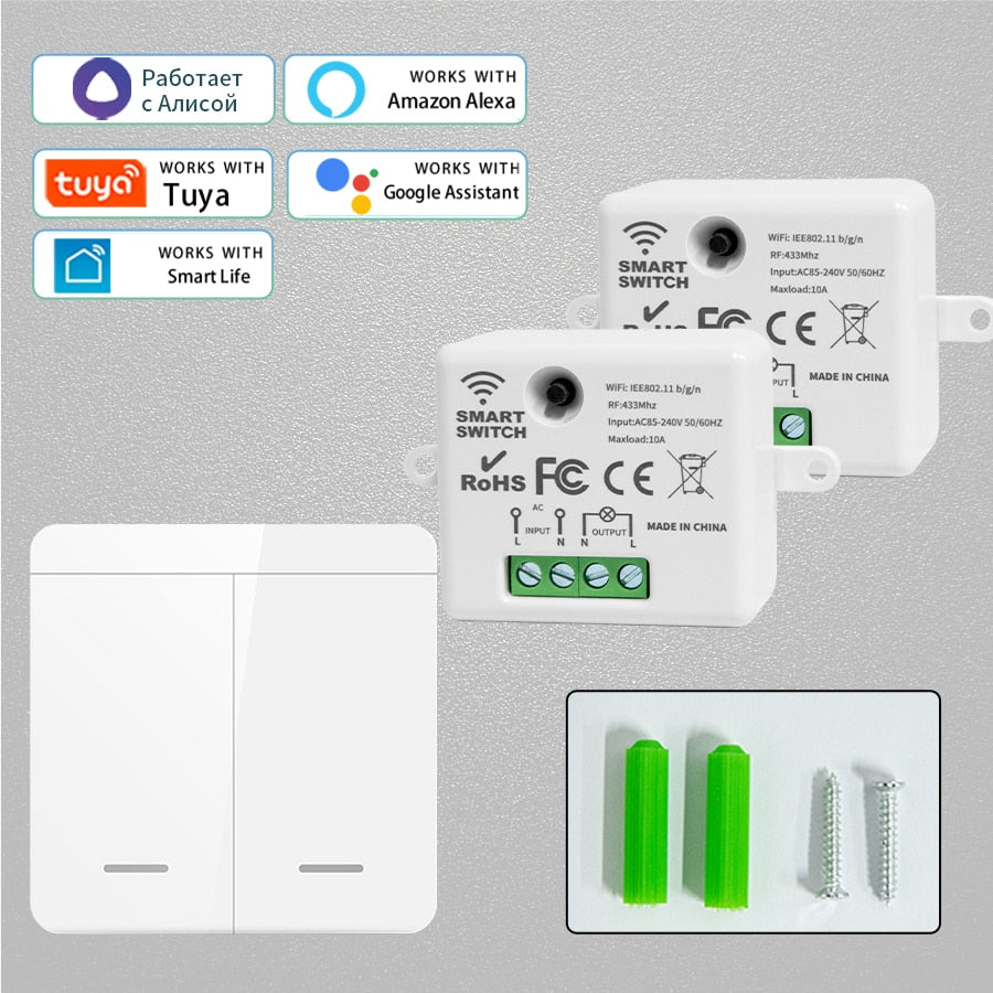 Tuya WiFi Smart Switch For Lighting RF 433Mhz Wireless Switch 86 Wall Panel Smart Home Timer Voice Control Google Home Alexa