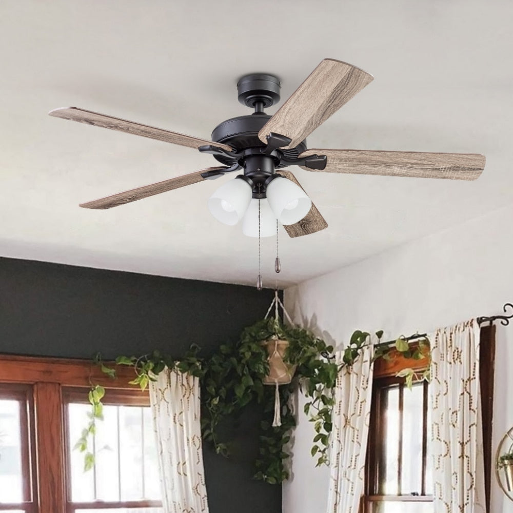 Stannor Indoor Ceiling Fan, Espresso Bronze Ceiling Fan with Light Rechargeable