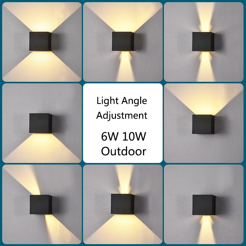 6W/10W LED Wall Light Outdoor Waterproof IP65 Porch Garden Wall Lamp &amp;amp; Indoor Bedroom Bedside Decoration Lighting Lamp Aluminum