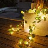 Flower Green Leaf String Lights Artificial Vine Fairy Lights Battery Powered Christmas Tree Garland Light for Wedding Home Decor