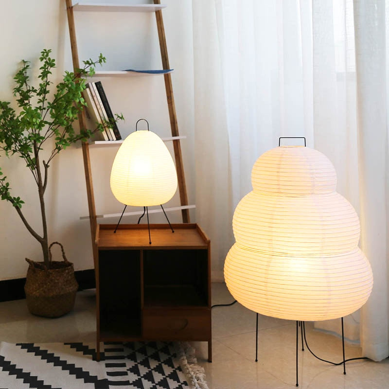 Noguchi Rice Paper Floor Lamp Japanese Paper Lantern Dimming Table Lamp Eye-Protection Bedside Lamp for Bedroom/Home Decoration