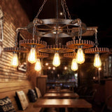 Industrial Chandelier Metal Bronze 7 Gear Steampunk Pendant Light