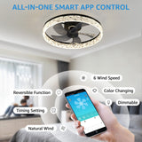 Ceiling Fan Light Remote Acrylic Ceiling Lamps Ceiling Fan with Led Lights Adjustable Wind Speed LED Dimming Crystal Decor