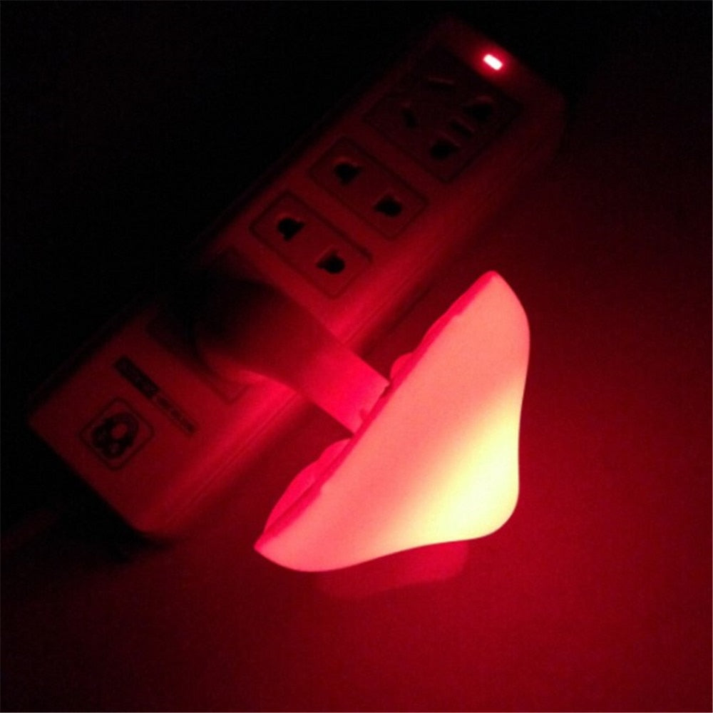 Led Night Light Mushroom Wall Socket Lamp Eu Us Plug Warm White Light-control Sensor Bedroom Light Home Decoration