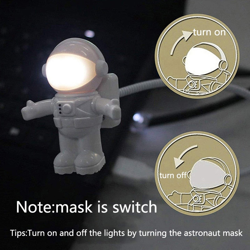 USB Night Light LED Astronaut Lamp Desk Lamp Flexible LED Nightlight 5V Reading Table Light Space Man Decoration Lamp For Laptop