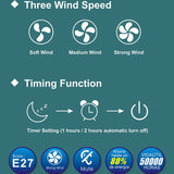 Ceiling Fan with LED Light and Remote Control Silent 30W E27 Converter Base 3 Wind Speeds 3 Light Colors Timmer for Kitchen Home