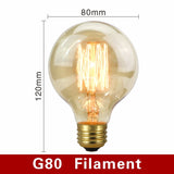 Retro Edison Bulb E27 220V 40W Light Bulb A60 ST58 ST64 T10 T45 T185 G80 G95 Filament Vintage Ampoule Incandescent Spiral Lamp