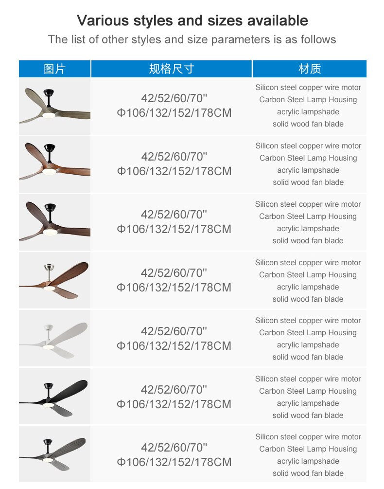 Modern 60/70 Inches Wooden Ceiling Fan With Led Light And Control For Bedroom Living Room Home Office Lounge Ceiling Fans