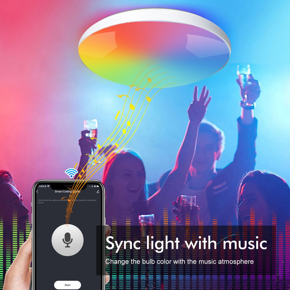 3.0 Smart Ceiling Light Wi-fi RGBCW Led Ceiling Lamp Livingroom Home Decoration Smart Lamp For Alexa, Google Home