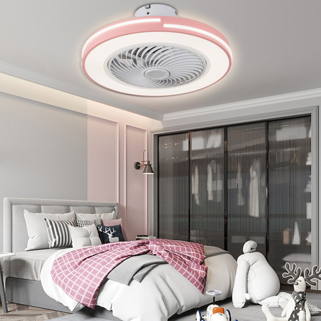 Modern Acrylic Ceiling Fan Light with Remote Control 3 LED Light Color + 3 Speed