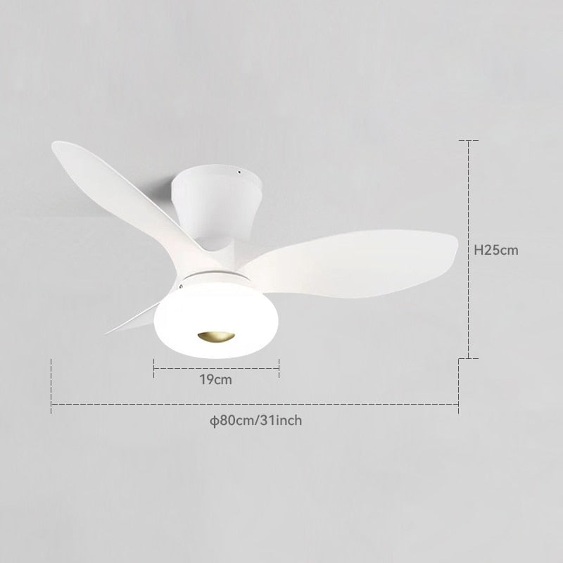 New Nordic bedroom fan light ultra-thin frequency conversion mute restaurant ceiling fan light children&#39;s room bedroom fan lamp