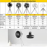 USB Tripod Floor Camping Fan With Power Bank LED Light Rechargeable Desktop Portable Circulator Wireless Ceiling Electric Fan