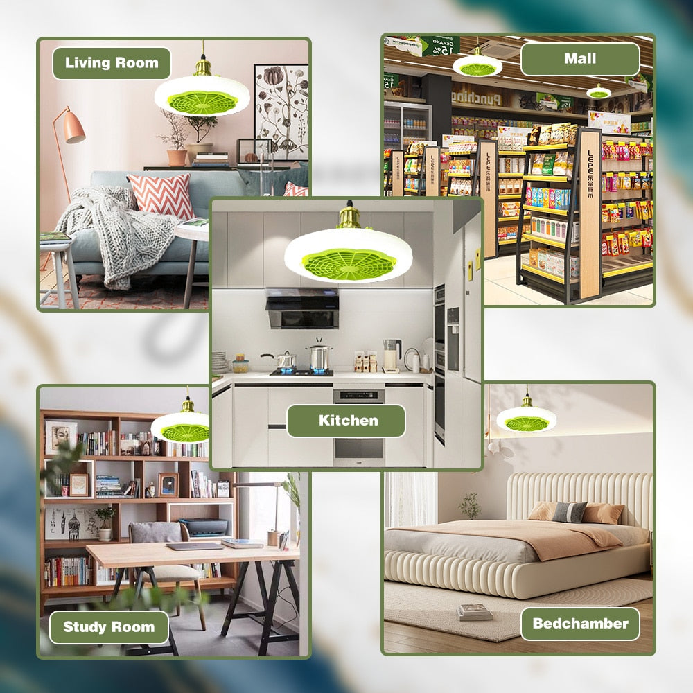 Electric Ceiling Fans with Light and Silent 30W E27 Base Led Ceiling Fan for Bedroom Home Household Kitchen