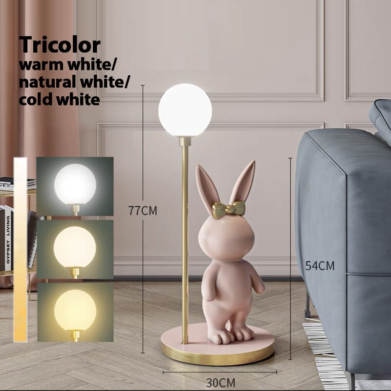 Floor Lamp Nordic Modern Fashion Coffee Table Chirdren Lights E27 Boy and Girl Room Bedroom LED Rabbit Floor Lamp Fixture Led