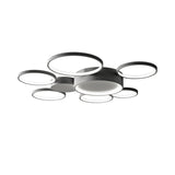 Black/White 7 Rings Flush Mount LED Ceiling Light with Remote Control for Living Room Bedroom