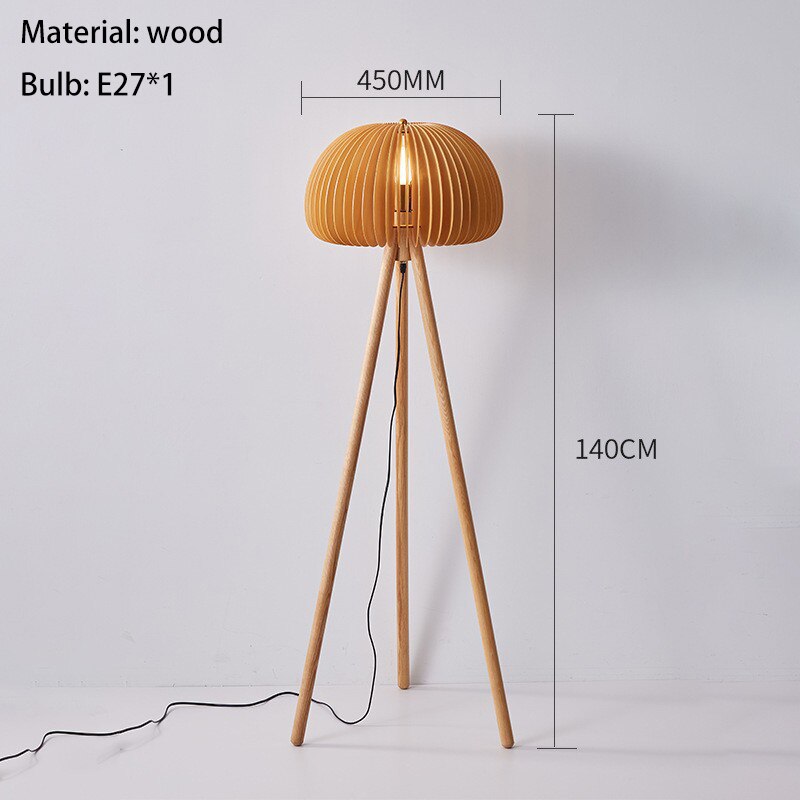 Wood Pumpkin Shape Floor Lights Parlor Bedside Hotel Office Japanese Style Lamp E24 Bulb Loft Deco Drop Shipping