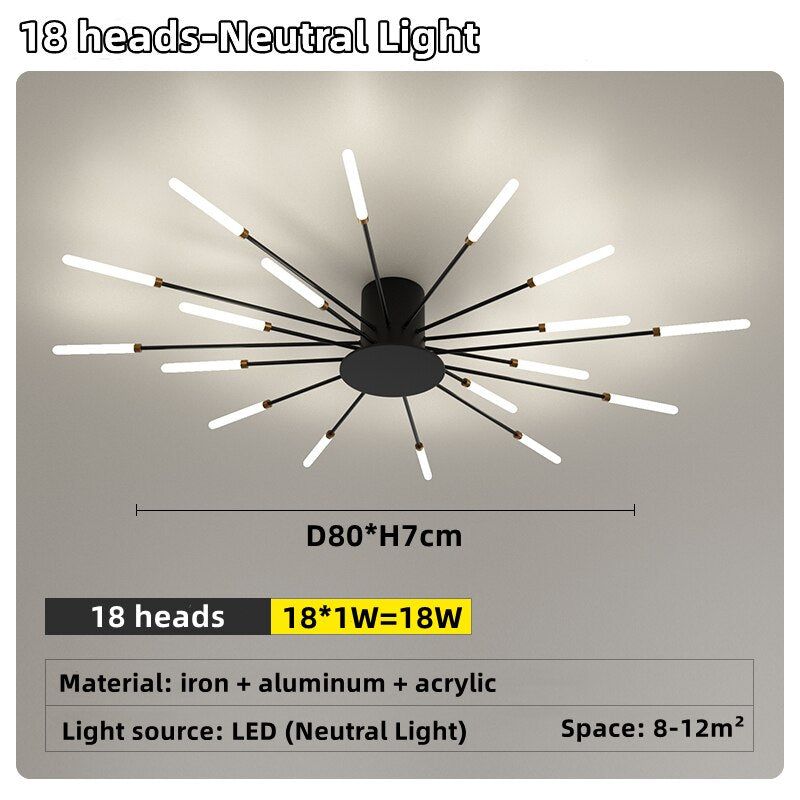 Led Firework Chandelier Dimmable For Living Room Bedroom Modern Ceiling Chandelier Dining Room Ceiling Lamp With Remote Control