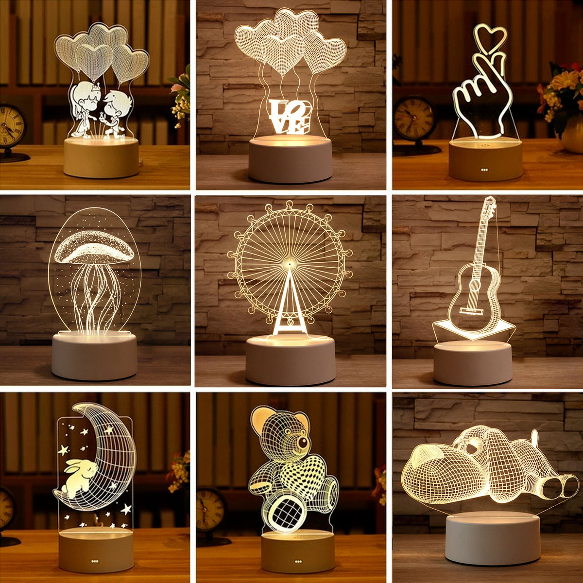 Romantic Love 3D Lamp Heart-shaped Balloon Acrylic LED Night Light Decorative Table Lamp Valentine&amp;#39;s Day Sweetheart Wife&amp;#39;s Gift