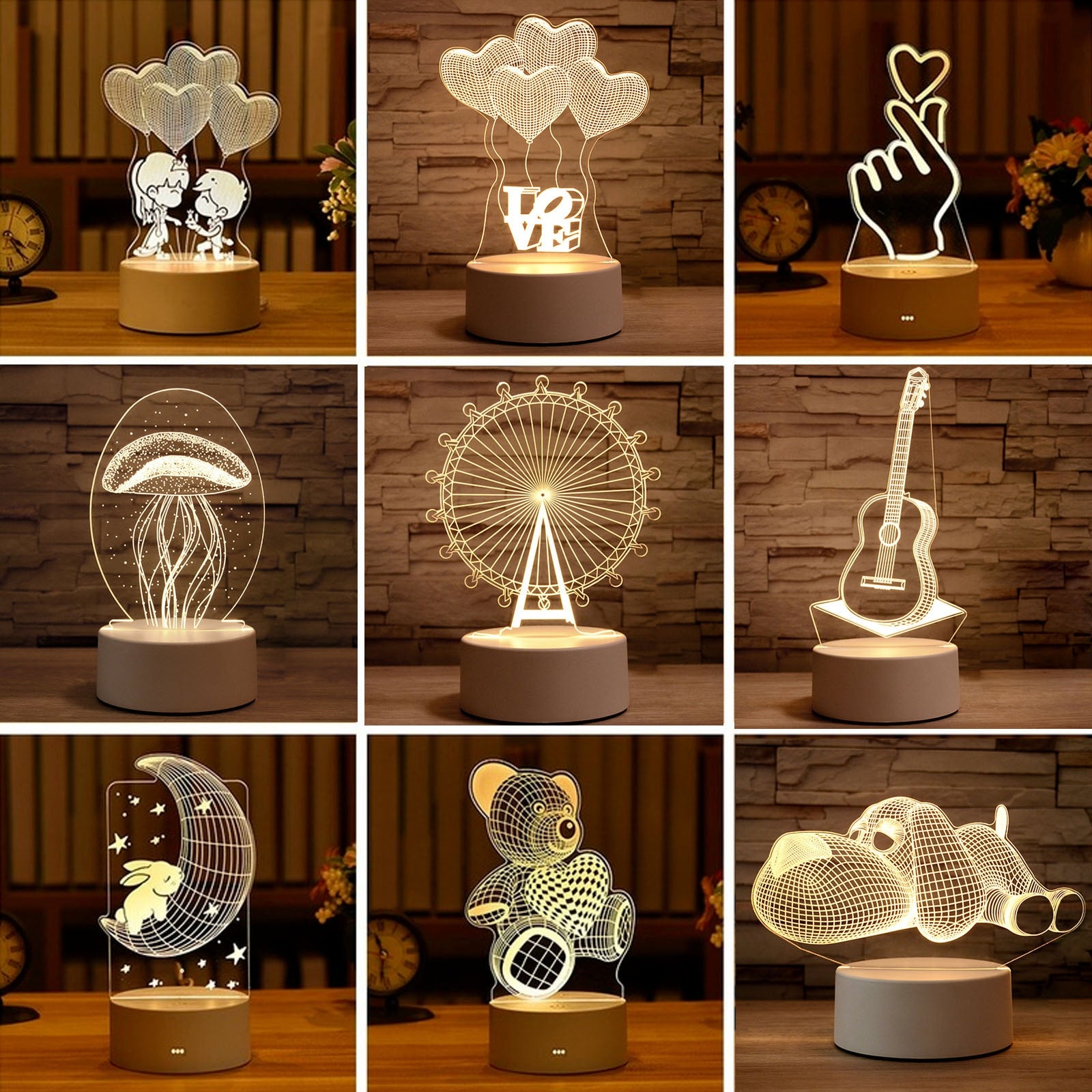 Romantic Love 3D Lamp Heart-shaped Balloon Acrylic LED Night Light Decorative Table Lamp Valentine&#39;s Day Sweetheart Wife&#39;s Gift