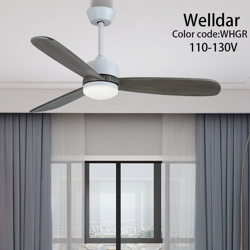 52 Inch Led Ceiling Fan Light Roof Home Fans Modern Indoor Decorate Wooden Blade Dc Ceiling Fan With Remote Control Ventilador