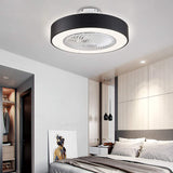 Modern Round Black/White/Gray 22 Inch LED Ceiling Fan Light with Remote Control for Study Room Bedroom