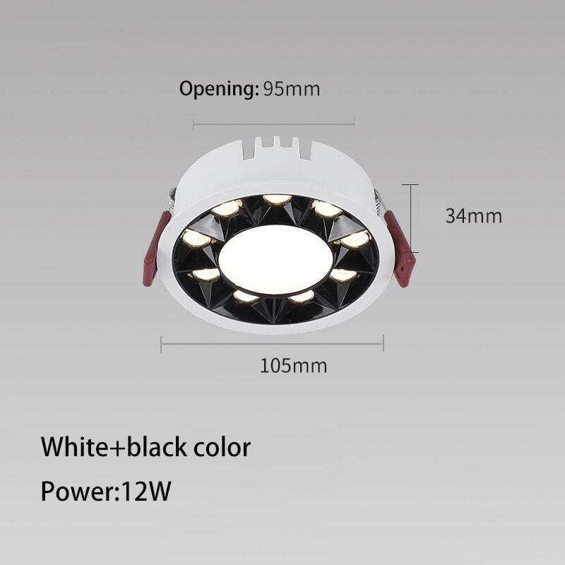 Led Spotlights Round Downlight Recessed Ultra-thin Grille Lamp Aluminum Ceiling Spot Light 7W 12W 18W 24W 36W Foco Lighting