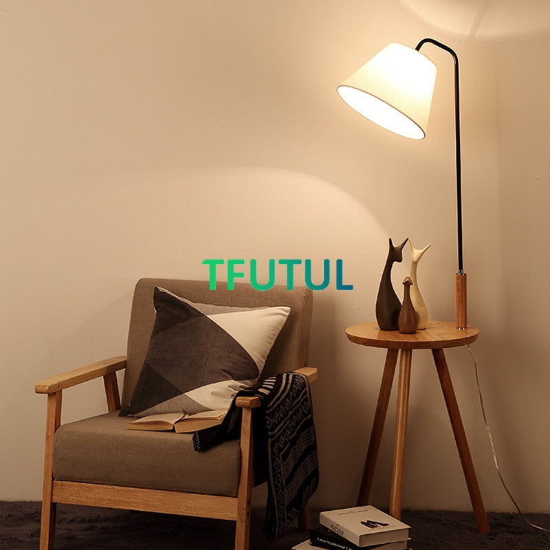 Nordic Wood Floor Lamps Modern Simple Creative Living Room LED Standard Light Tea Table Iron Sofa Lamp Home Decor