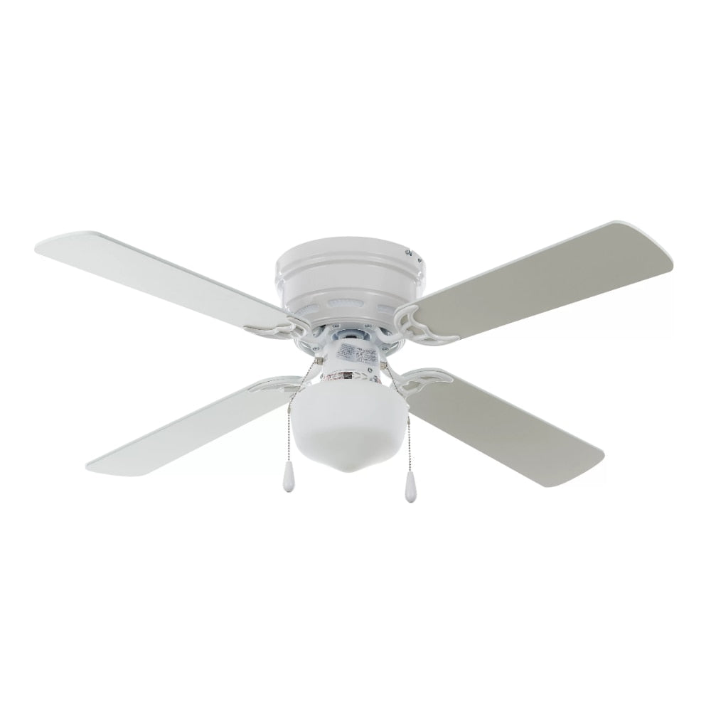 42&amp;quot; Hugger Metal Indoor Ceiling Fan with Light, White, 4 Blades, LED Bulb, Reverse Airflow