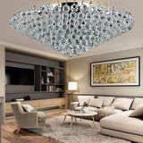 Modern K9 Translucent Crystal Chandelier Circle Ring Flush Mount Hanging Ceiling Light for Living Dining Bedroom