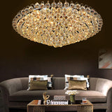 Modern K9 Translucent Crystal Chandelier Circle Ring Flush Mount Hanging Ceiling Light for Living Dining Bedroom