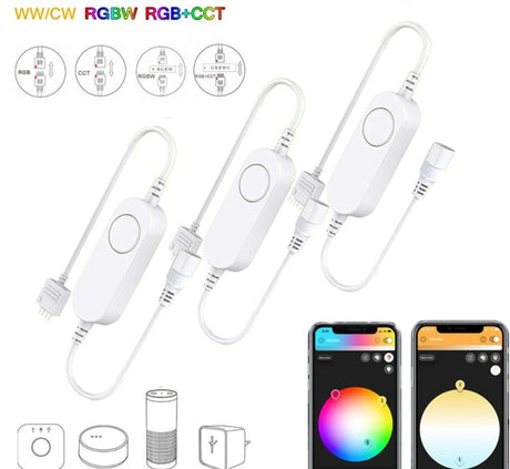 3.0 DC5V 12V 24V 5050 RGB/RGBW/RGBCCT/CCT Smart LED Strip Controller Tuya Led Dimmer Control For Alexa/SmartThings