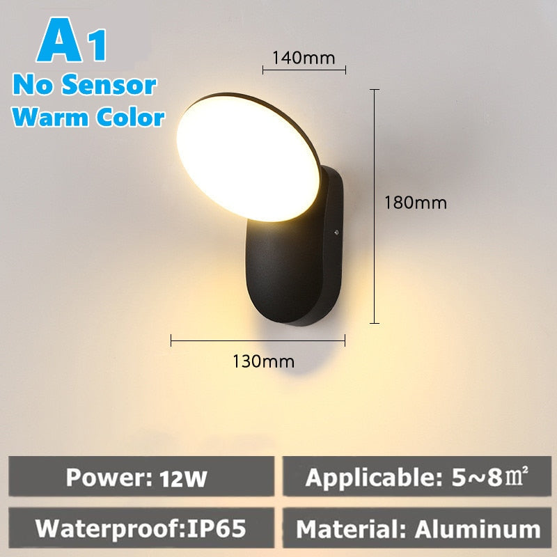 LED Wall Light IP65 Waterproof  Outdoor Garden Fence  Entrance Porch Exterior Wall Corridor Balcony Lighting With Motion Sensor