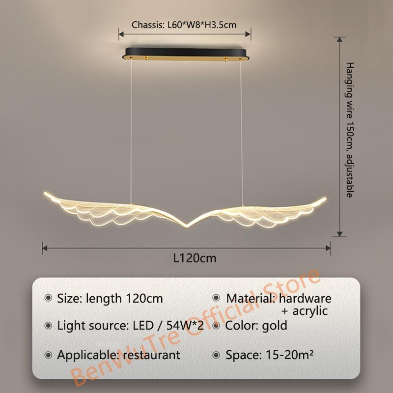 Dining Room Island LED Chandeliers Modern Novelty Restaurant Office Long Wing Pendant Lamp Bar Coffee Acrylic Art Hanging Lights