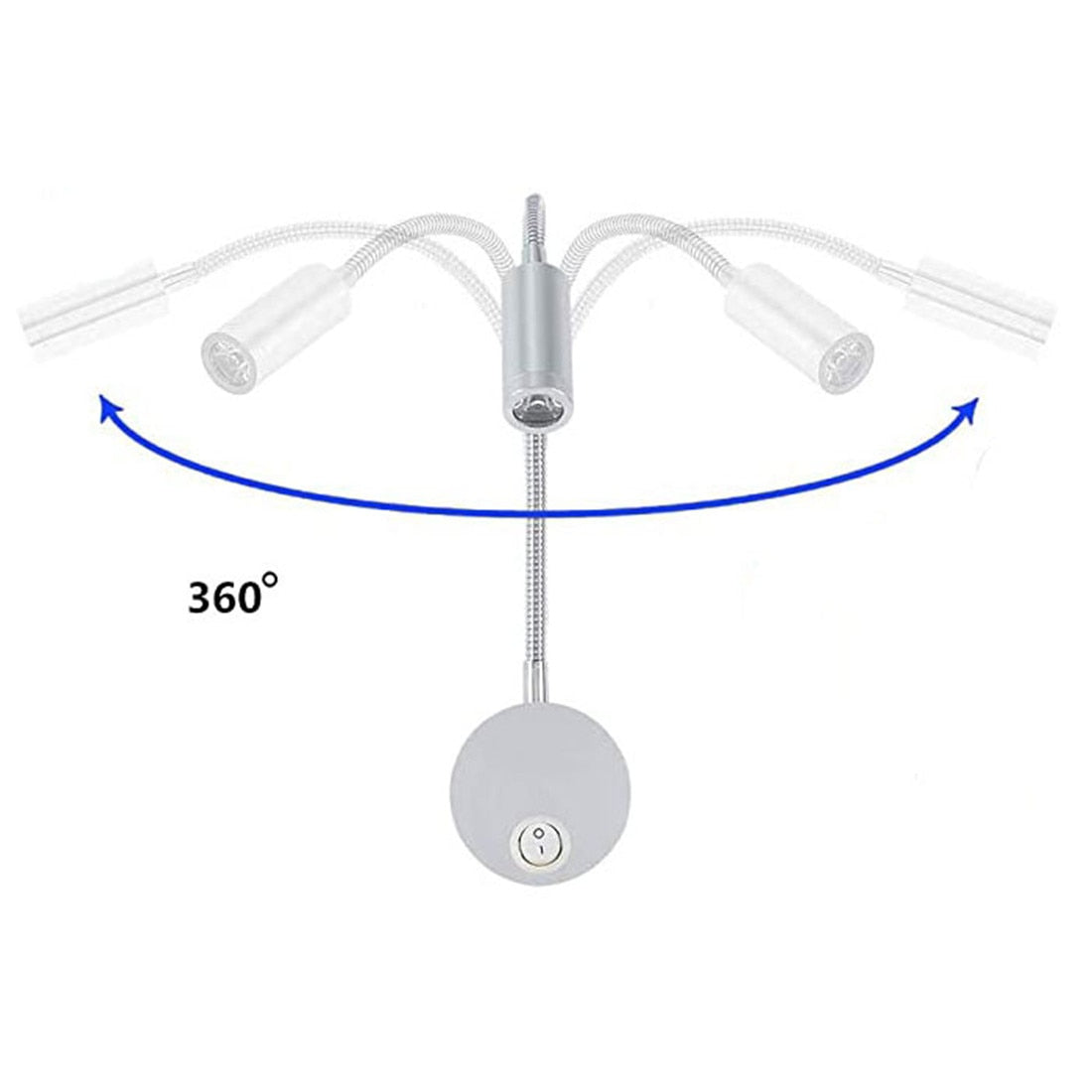 Bronze 3W LED Reading Light Black White Silver Gooseneck Wall Lamp for Bed Headboard Desk 4000K Bedside Switch LED Night Lamp