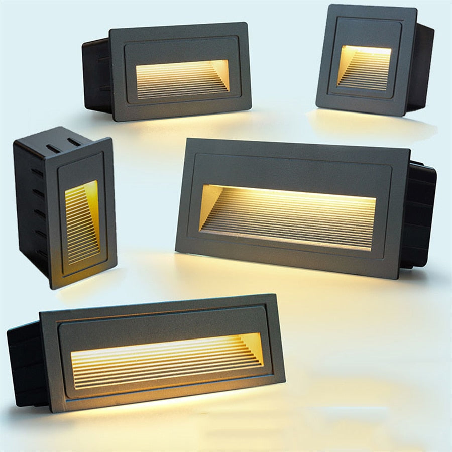 IP65 Outdoor Wall Sconce Lamp Waterproof LED Step Light Outdoor Recessed Stair Light Garden corridor LED Footlight