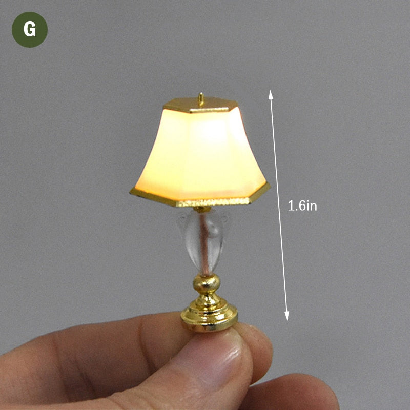 New 1PC 1:25 Mini Lighting Table Lamp Floor Lamp Dollhouse Miniatures Bedroom Floor Lamp Accessories