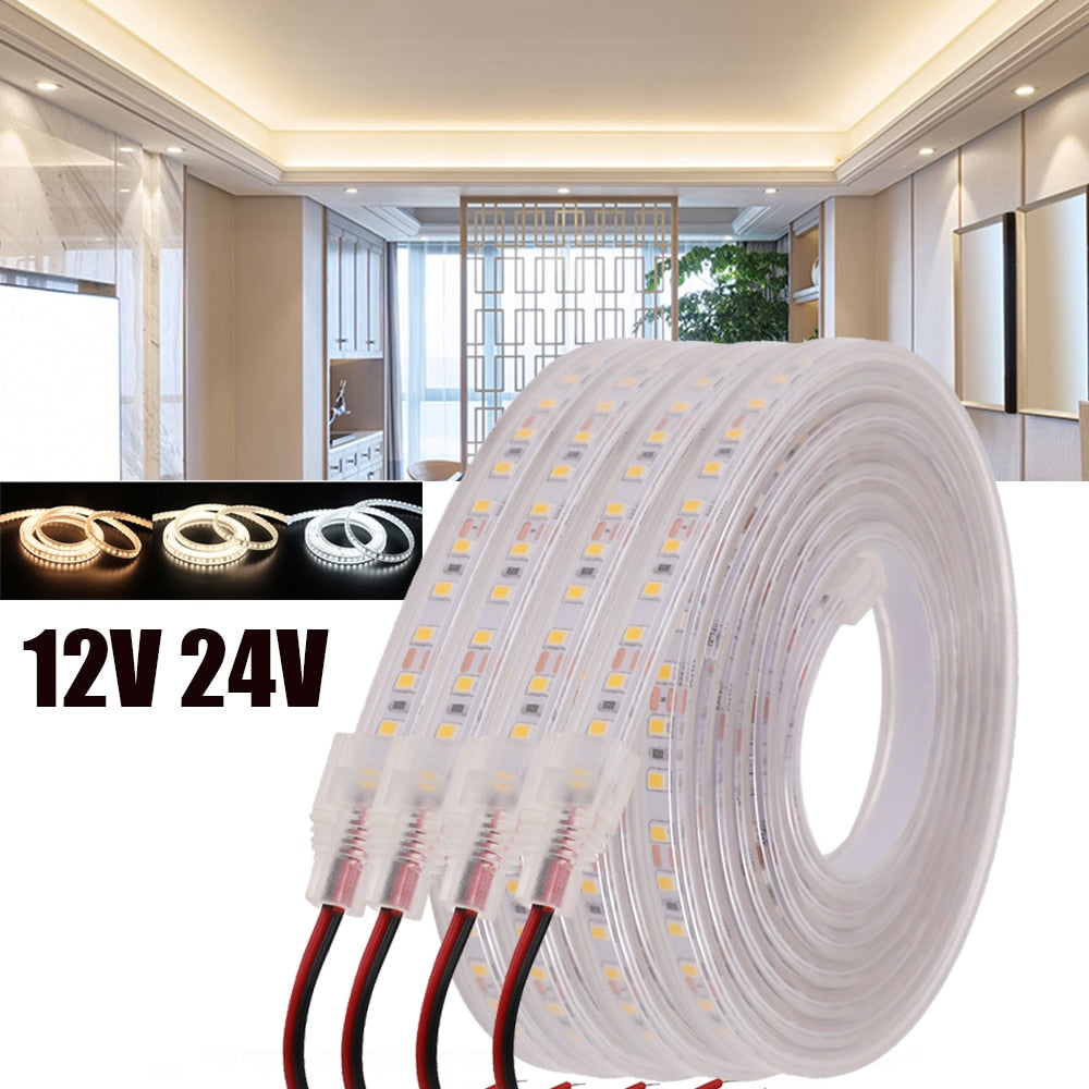 LED Strip Waterproof 12V 24V DC IP67 Natural White 4000K /Warm White 120LEDs/m 2835  Flexible Tape LED Light Lamp