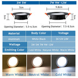 DC 12V LED Downlight Ceiling Light Spotlight 3W 5W 7W 9W 12W Recessed Grille Ultra-thin 24V Safety Voltage Round black white