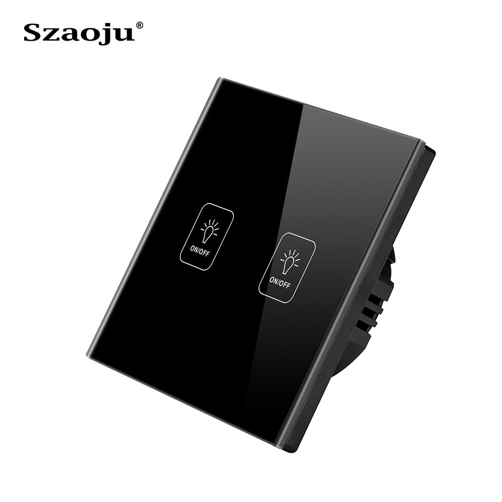 Szaoju Touch Switch EU Standard White Crystal Glass Panel Light Switch AC110-220V Switch 1/2/3 Gang 1 Way Wall Lamp TOUCH SWITCH