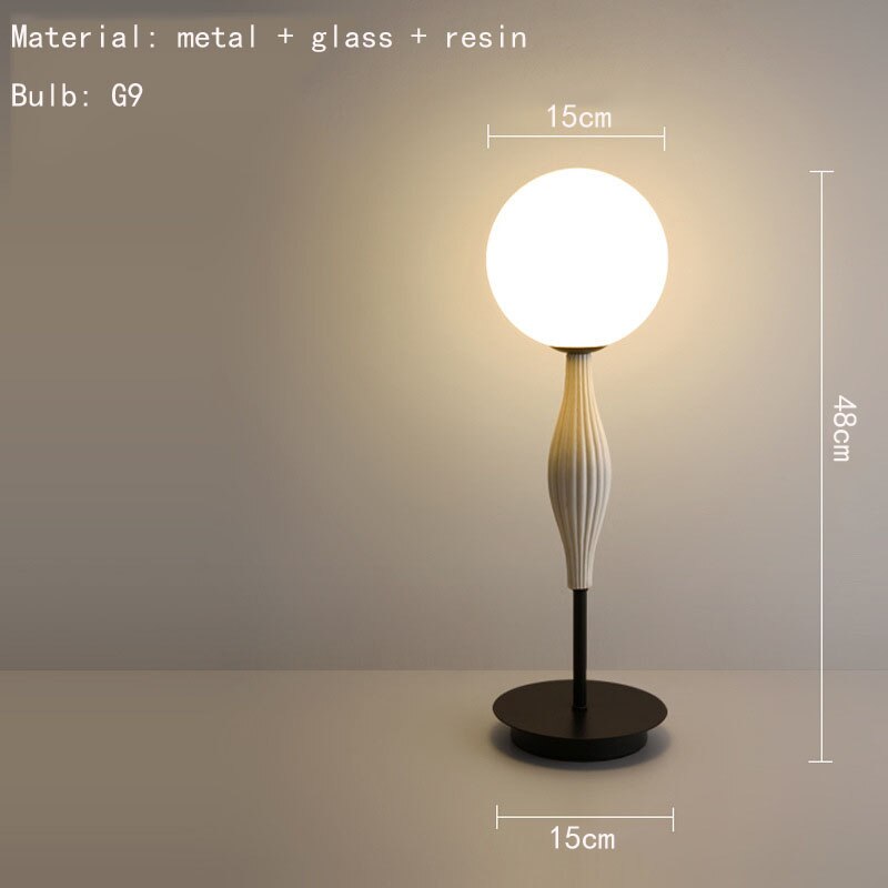 Minimalist White Glass Floor Lamp Living Room Bedroom Bedside Modern Lighting G9 Bulb White Resin 100-240V