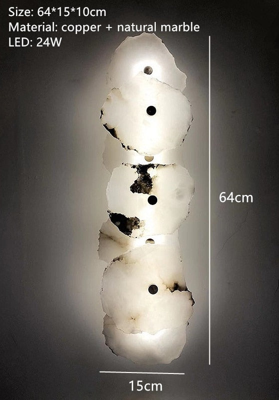 Natural Marble LED Wall Lamp Copper Luxury Novelty Lighting Sconce For Bedroom Living Dining Room Wall Decors Modern Art Design